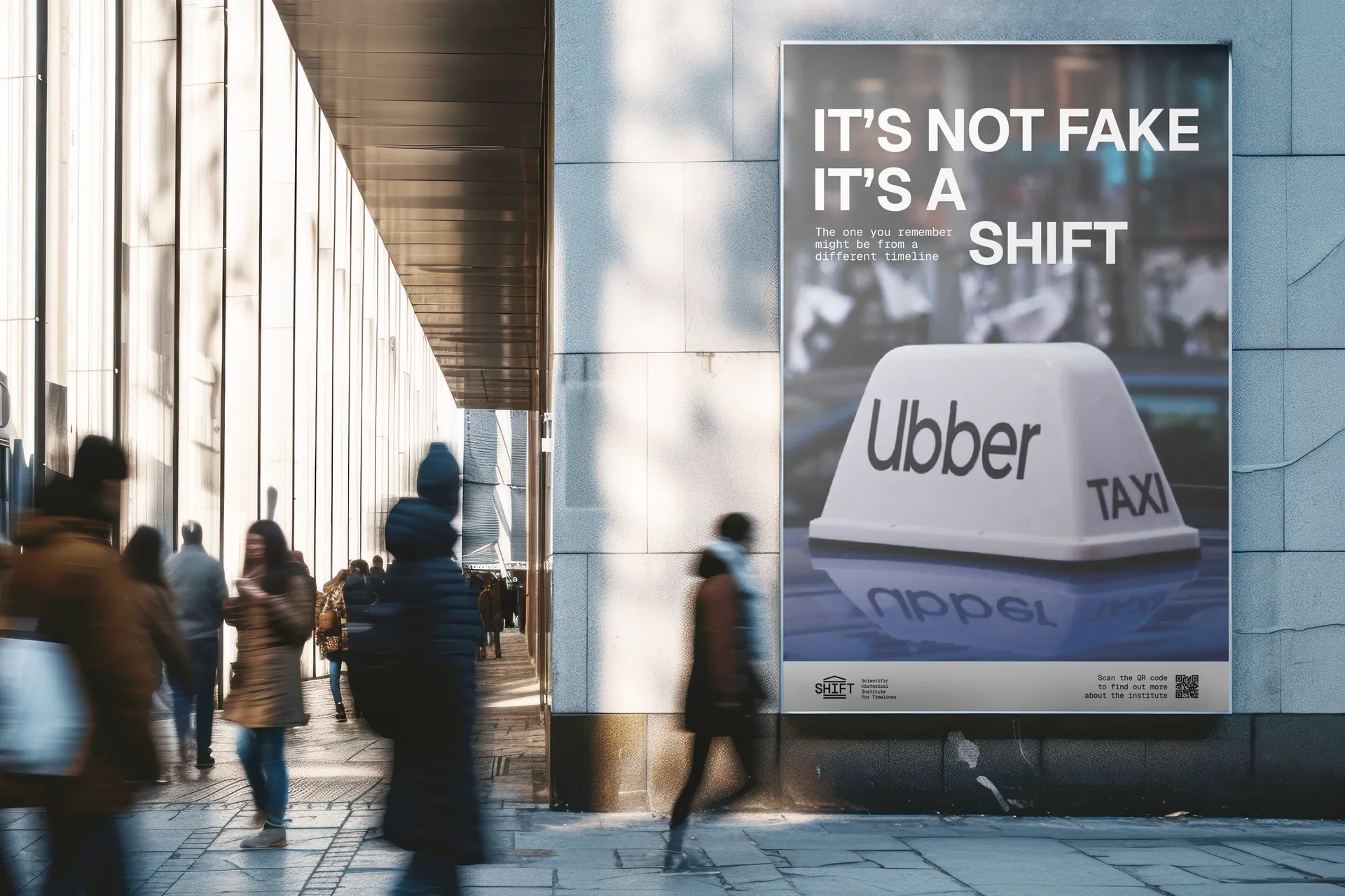 Poster if SHIFT in a busy street