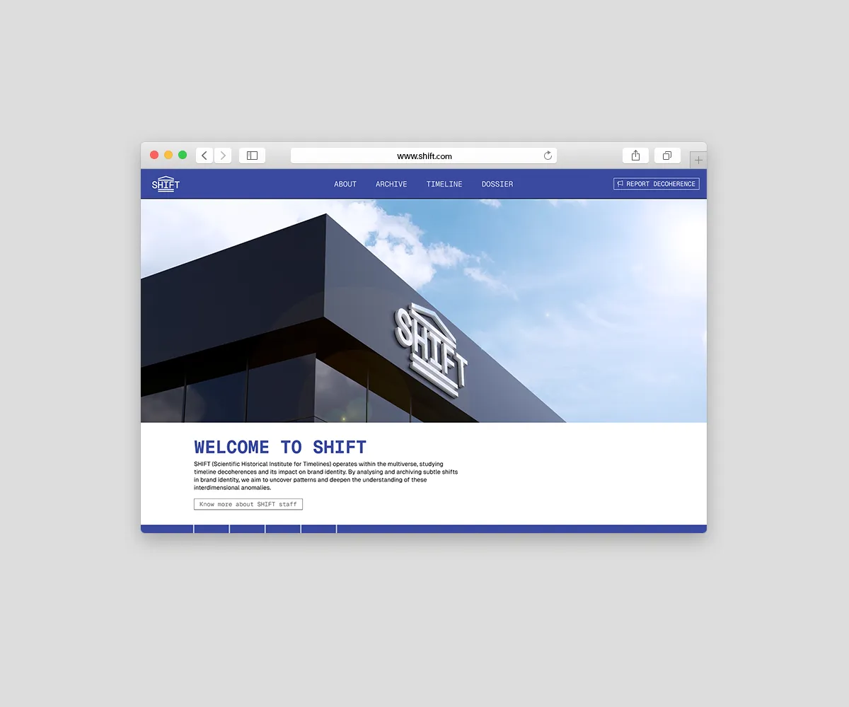 Browser page showing SHIFT's website homepage